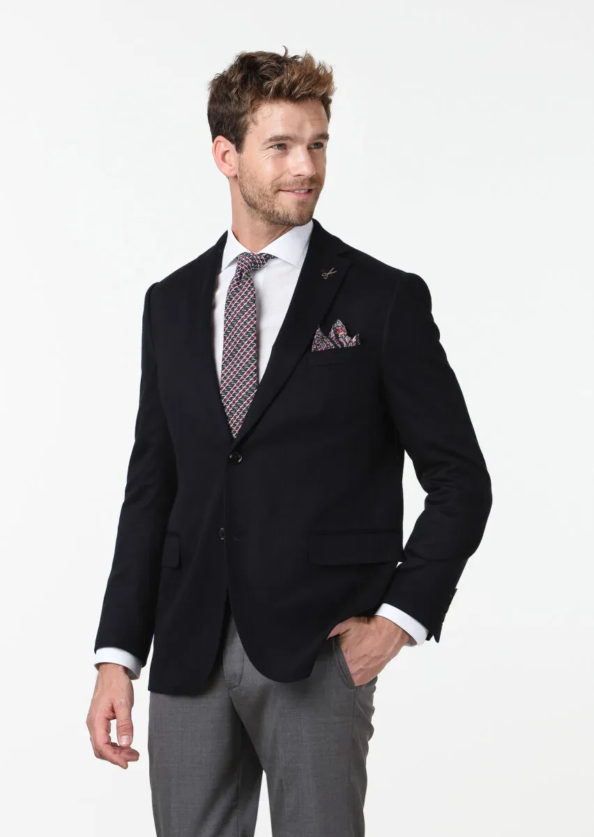 Black Plain Regular Fit 100% Cashmire Jacket - 2