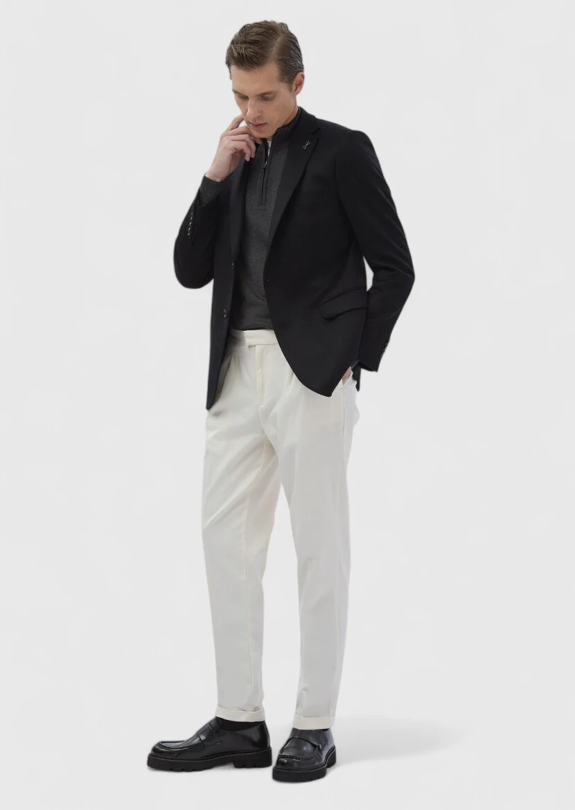 Black Plain Regular Fit 100% Cashmire Jacket - RAMSEY