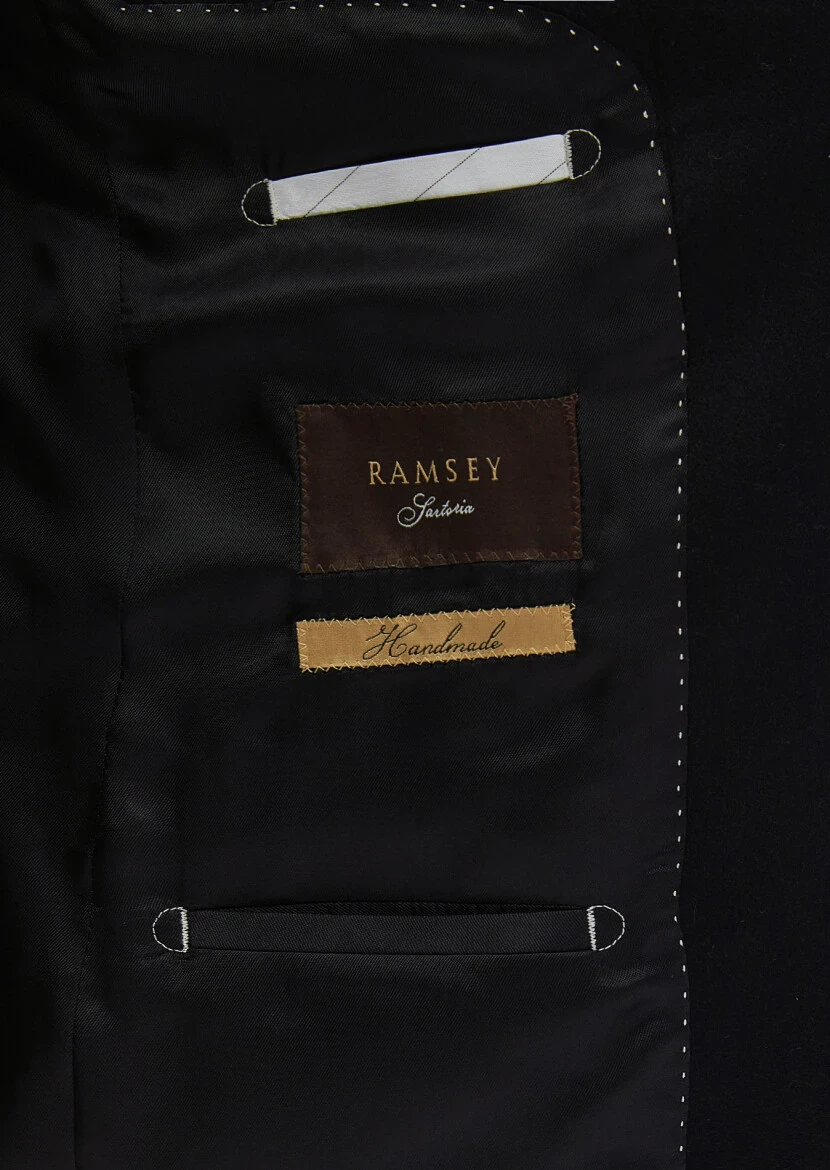 Black Plain Regular Fit 100% Cashmire Jacket - 7