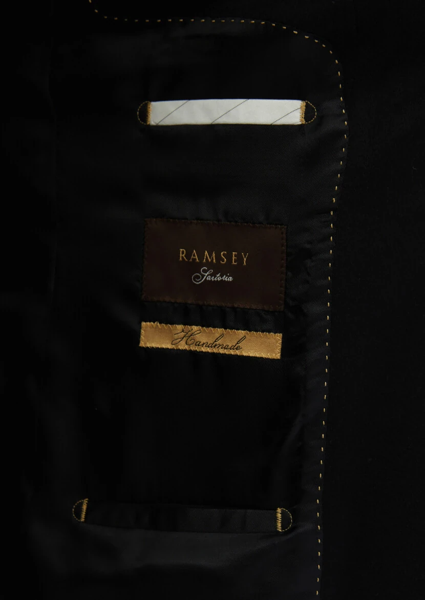 Black Plain Regular Fit 100% Cashmire Jacket - 6
