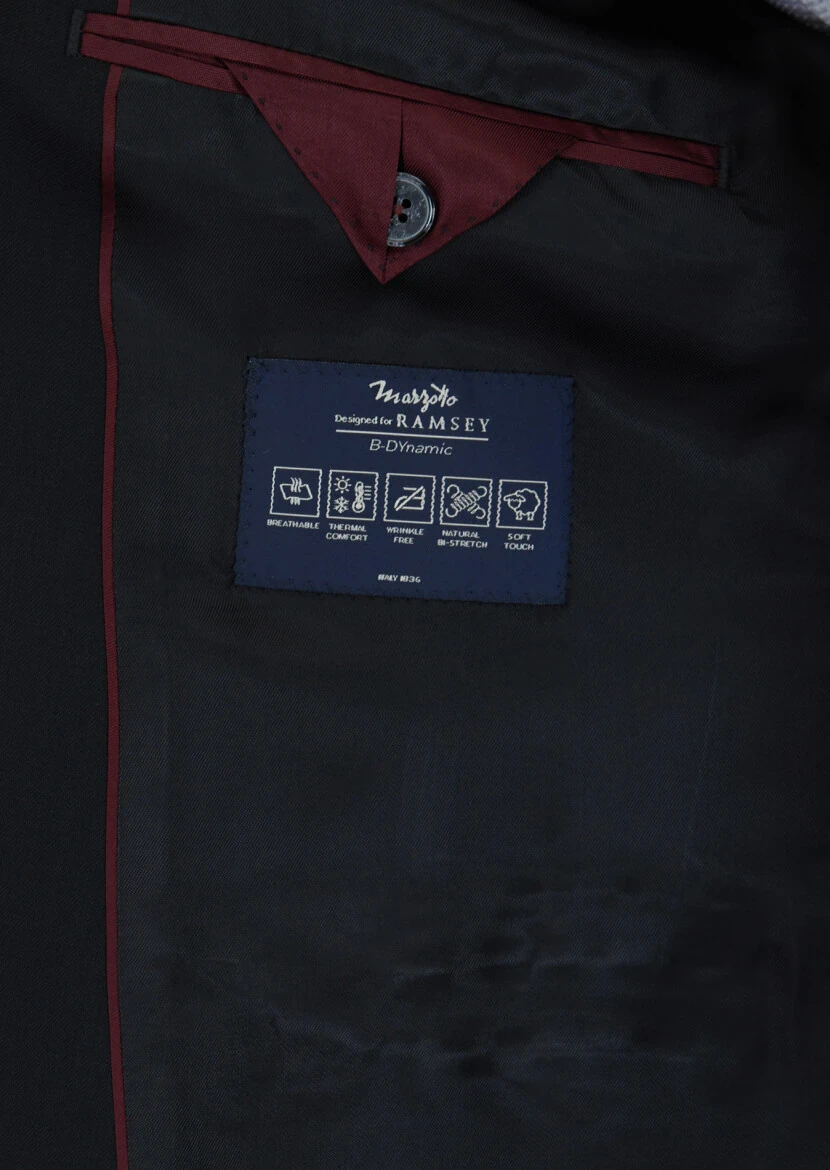 Black Plain Regular Fit 100% Wool Suit - 6