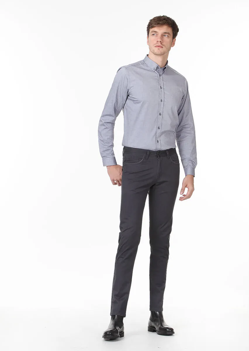 Black Plain Regular Fit Weaving Casual 100% Cotton Shirt - 3