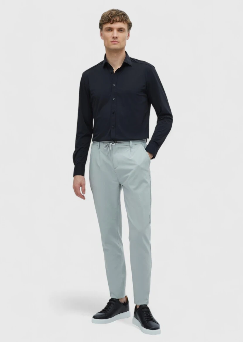 Black Plain Regular Fit Weaving Classical Shirt 