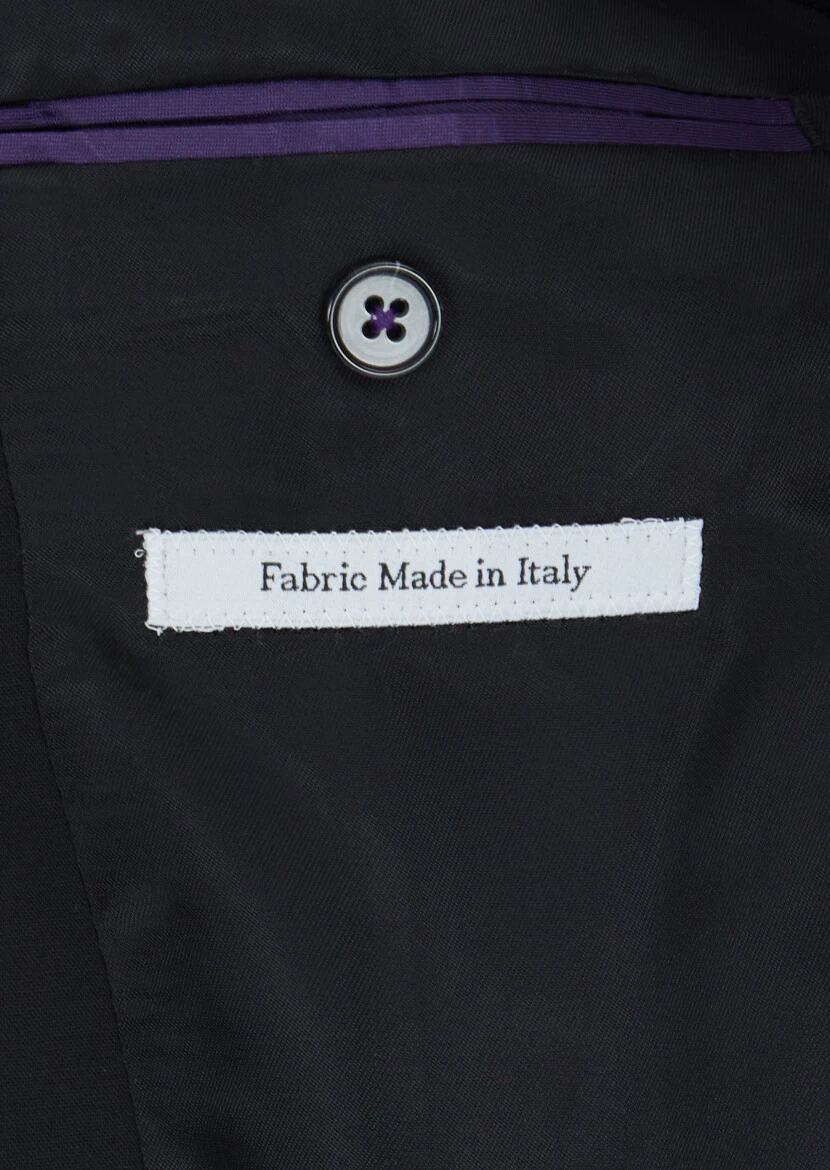 Black Plain Wool Blended Suit - 5