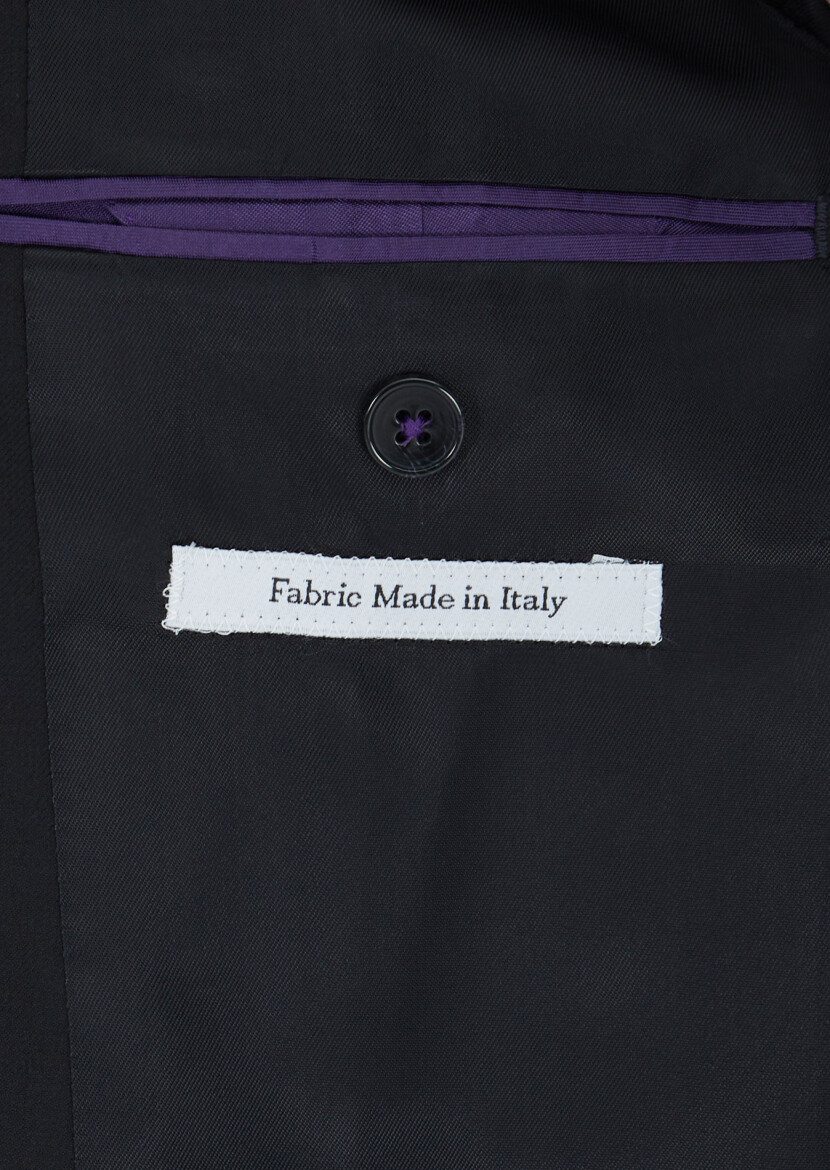 Black Plain Zeroweight Slim Fit 100% Wool Suit - 4