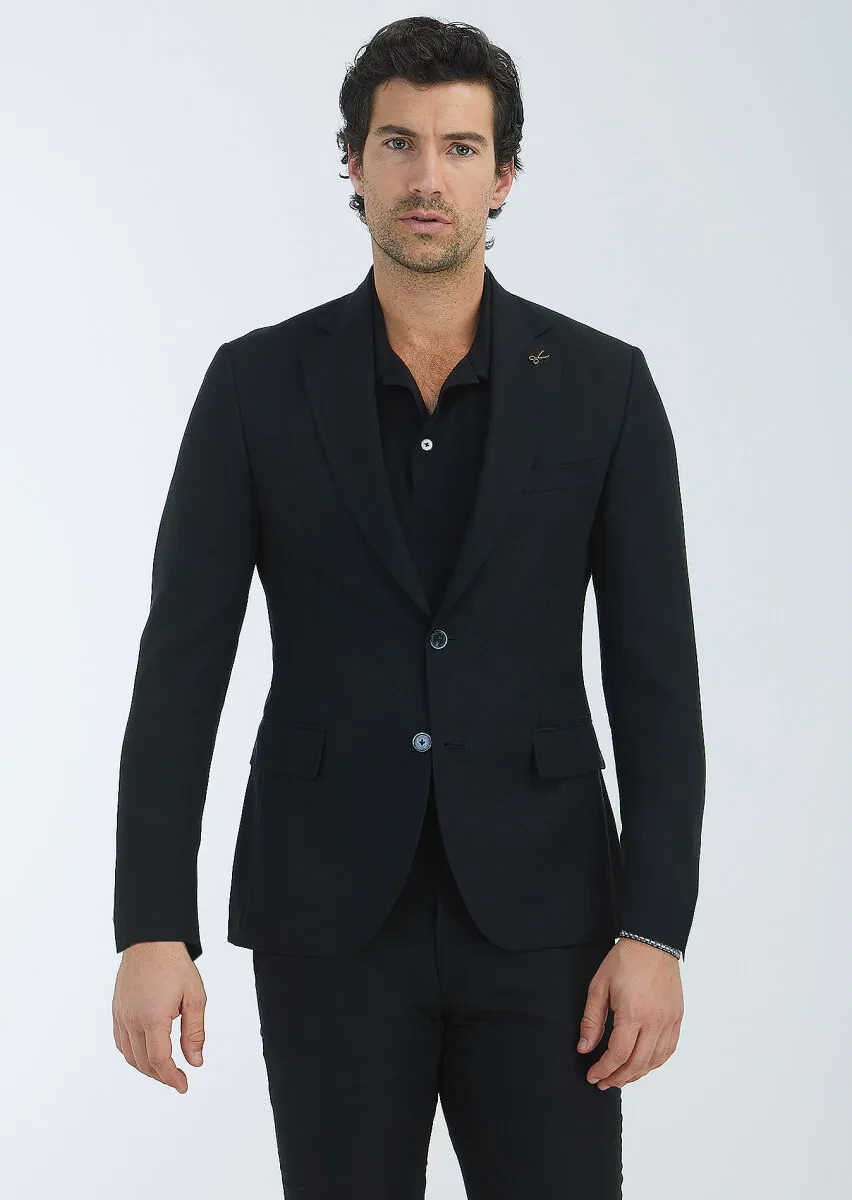 Black Plain Zeroweight Slim Fit Suit - 4