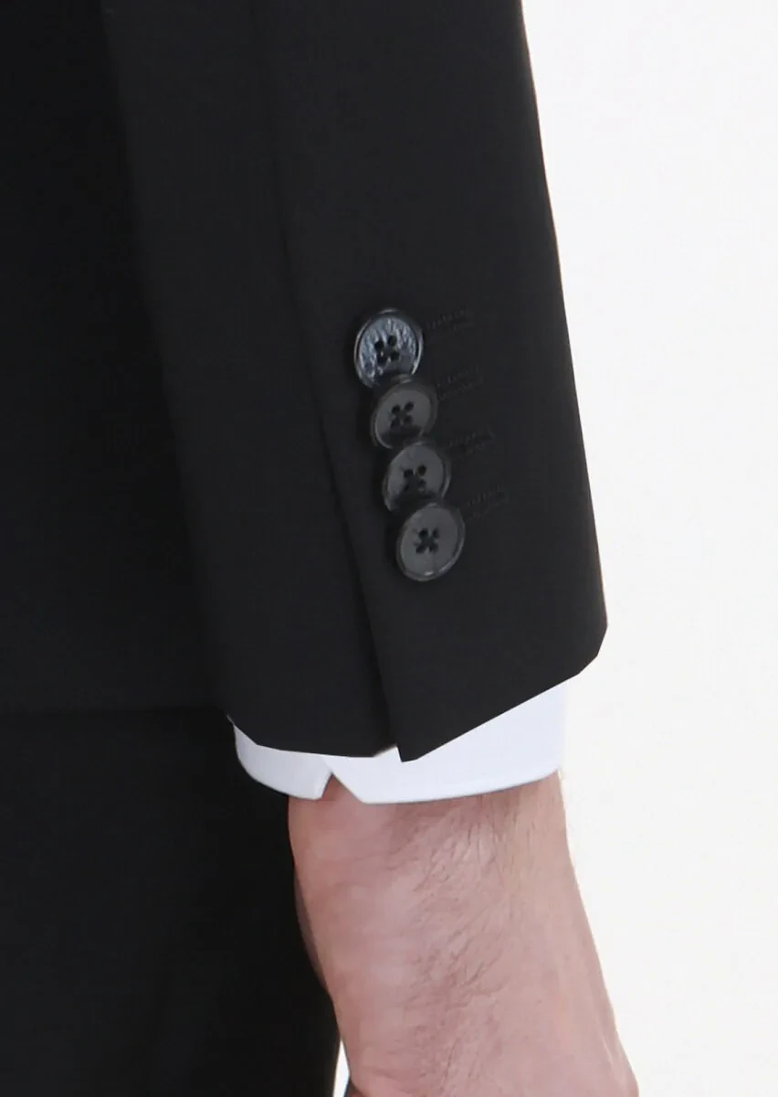 Black Plain Zeroweight Slim Fit Wool Blended Suit - 4