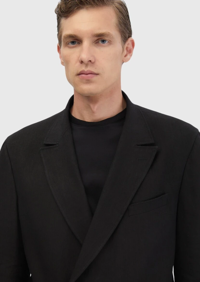 Black Plain Zeroweight Slim Fit Wool Blended Suit - 3