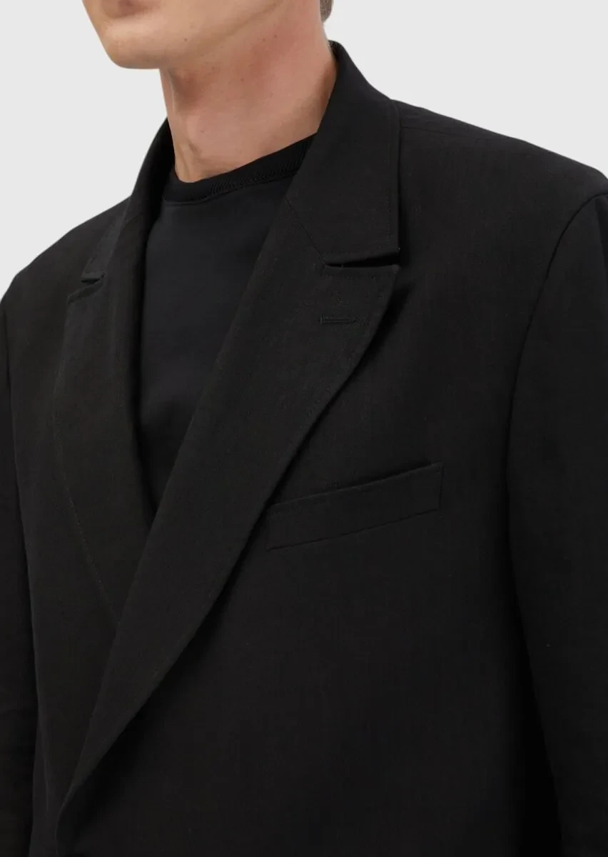 Black Plain Zeroweight Slim Fit Wool Blended Suit - 4