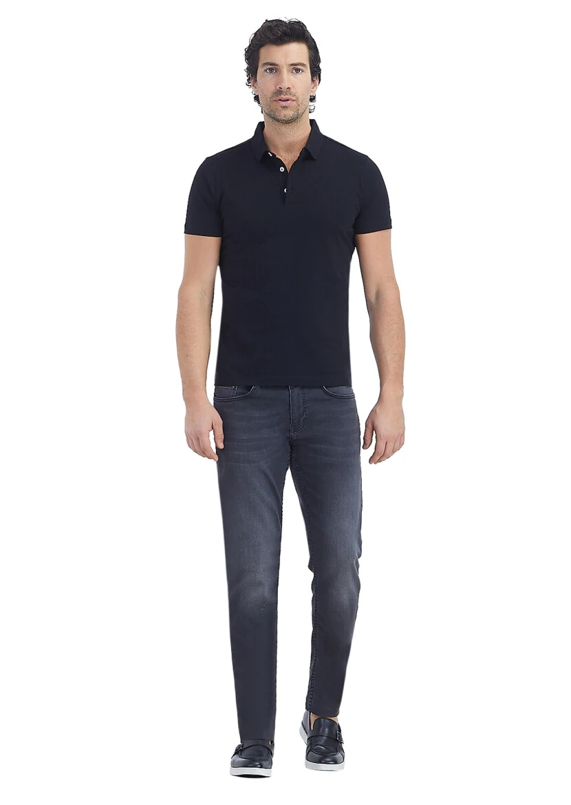 Black Polo Neck 100% Cotton T-Shirt - 1