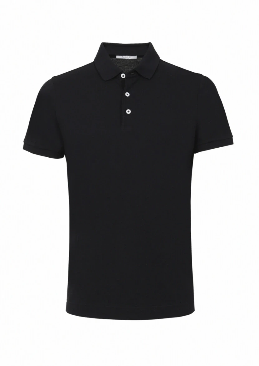 Black Polo Neck 100% Cotton T-Shirt - 5