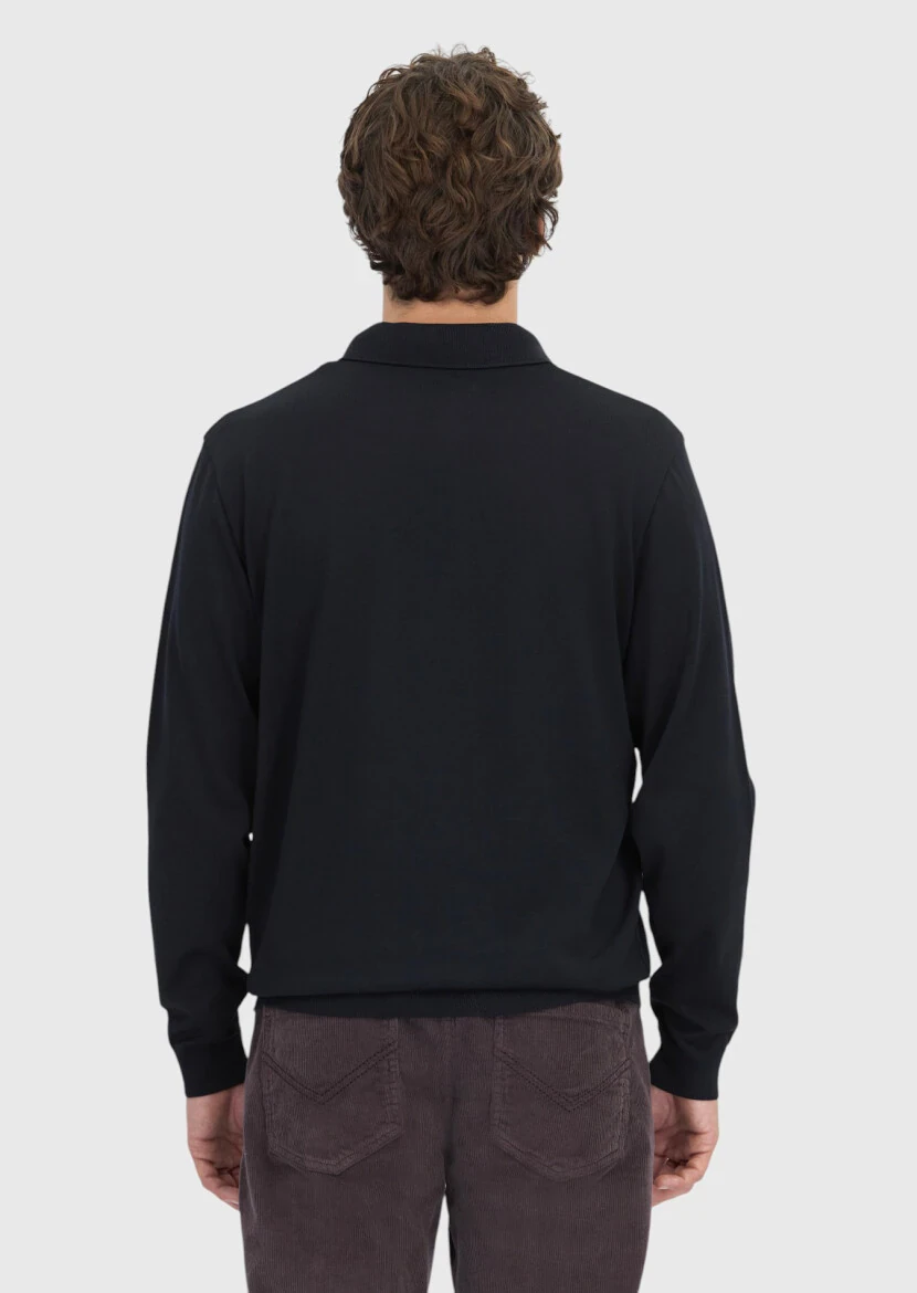 Black Polo Neck Plain Sweatshirt - 5