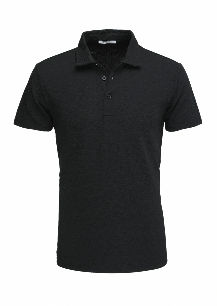 Black Polo Neck T-Shirt - 1