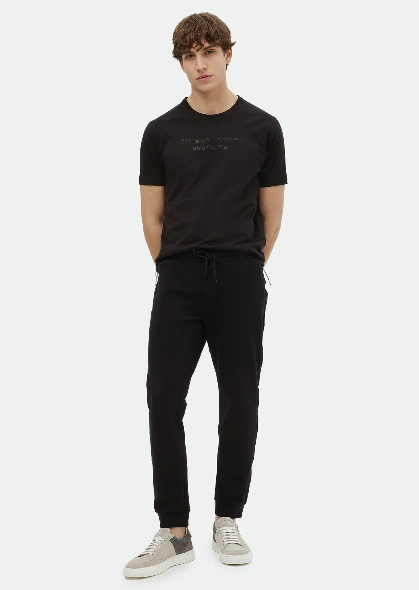 Black Printed Crew Neck 100% Cotton T-Shirt 