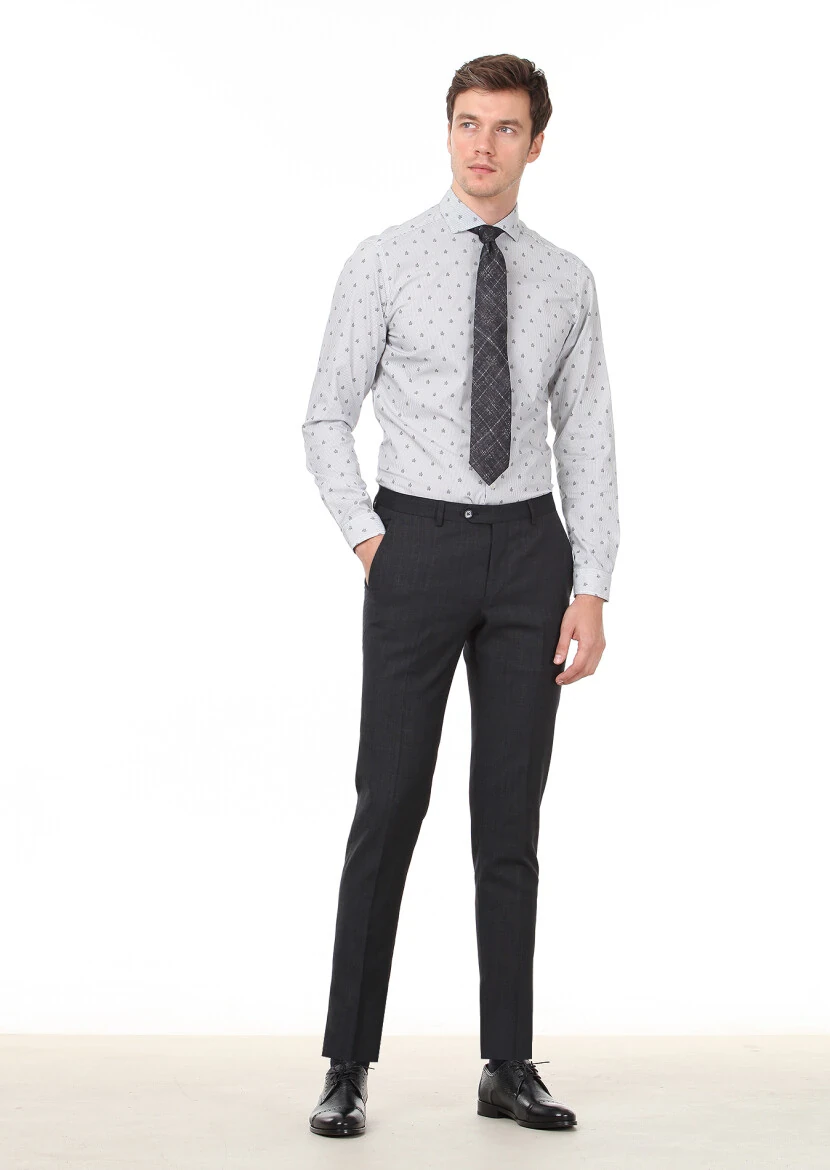 Black Printed Slim Fit Weaving Casual 100% Cotton Shirt - 3