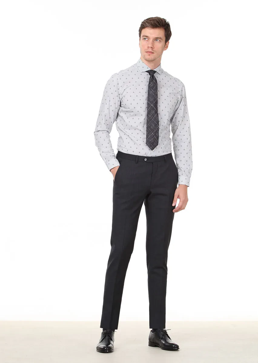 Black Printed Slim Fit Weaving Casual 100% Cotton Shirt - 3