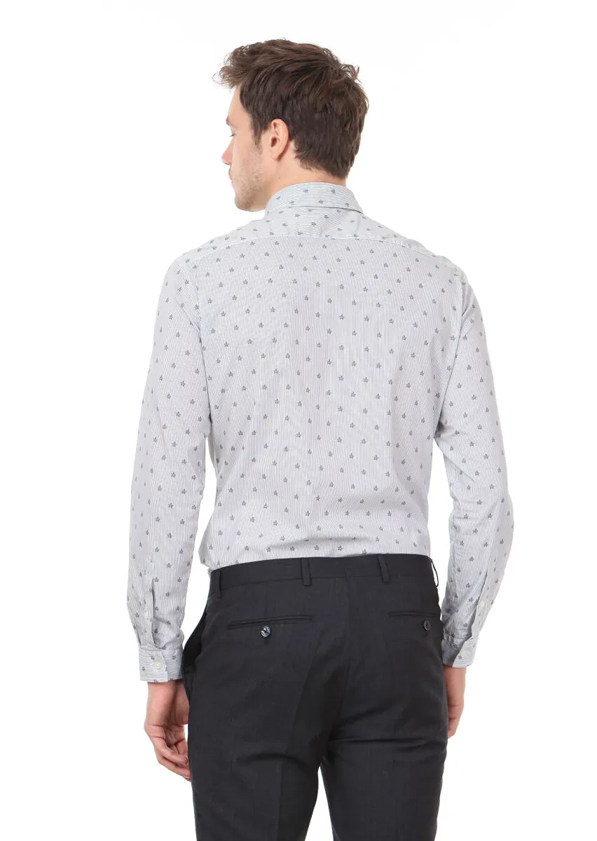 Black Printed Slim Fit Weaving Casual 100% Cotton Shirt - 5