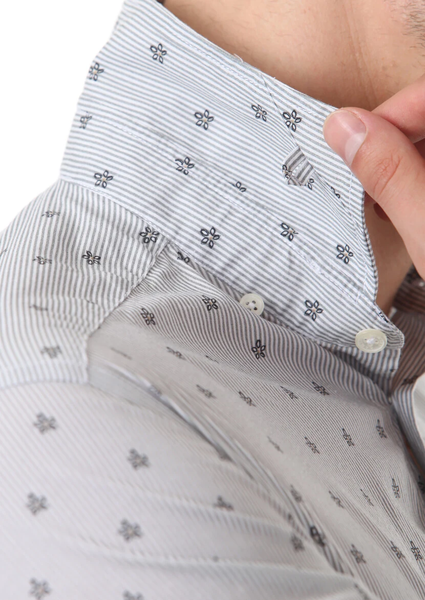 Black Printed Slim Fit Weaving Casual 100% Cotton Shirt - 6