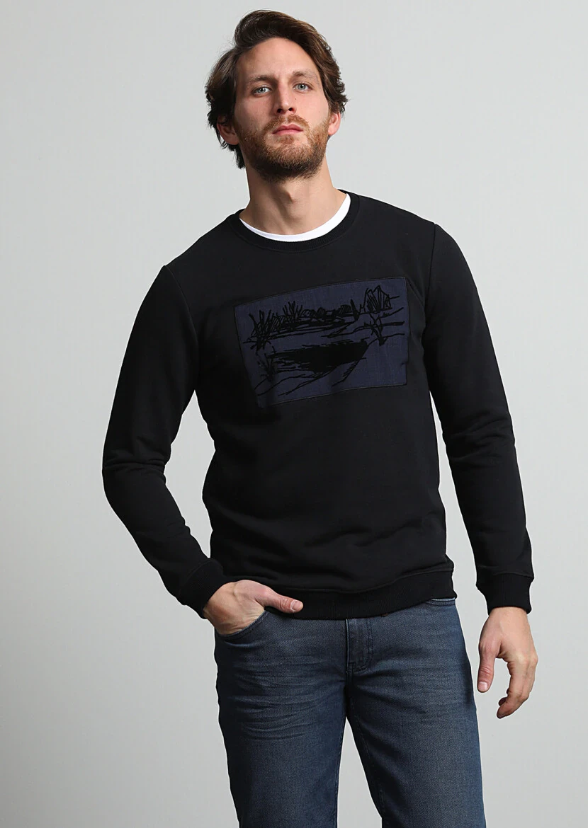 Black Printed Sweatshirt - 2