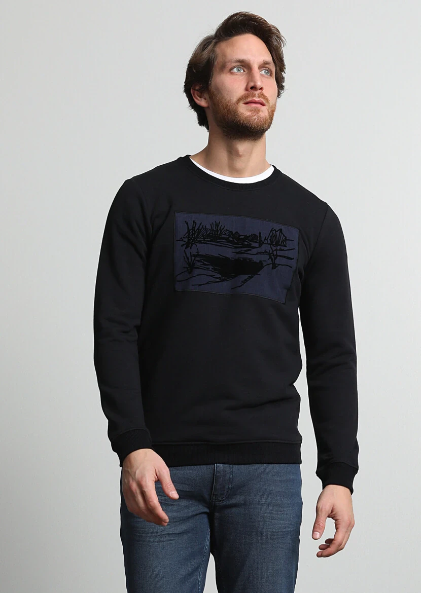 Black Printed Sweatshirt - 3