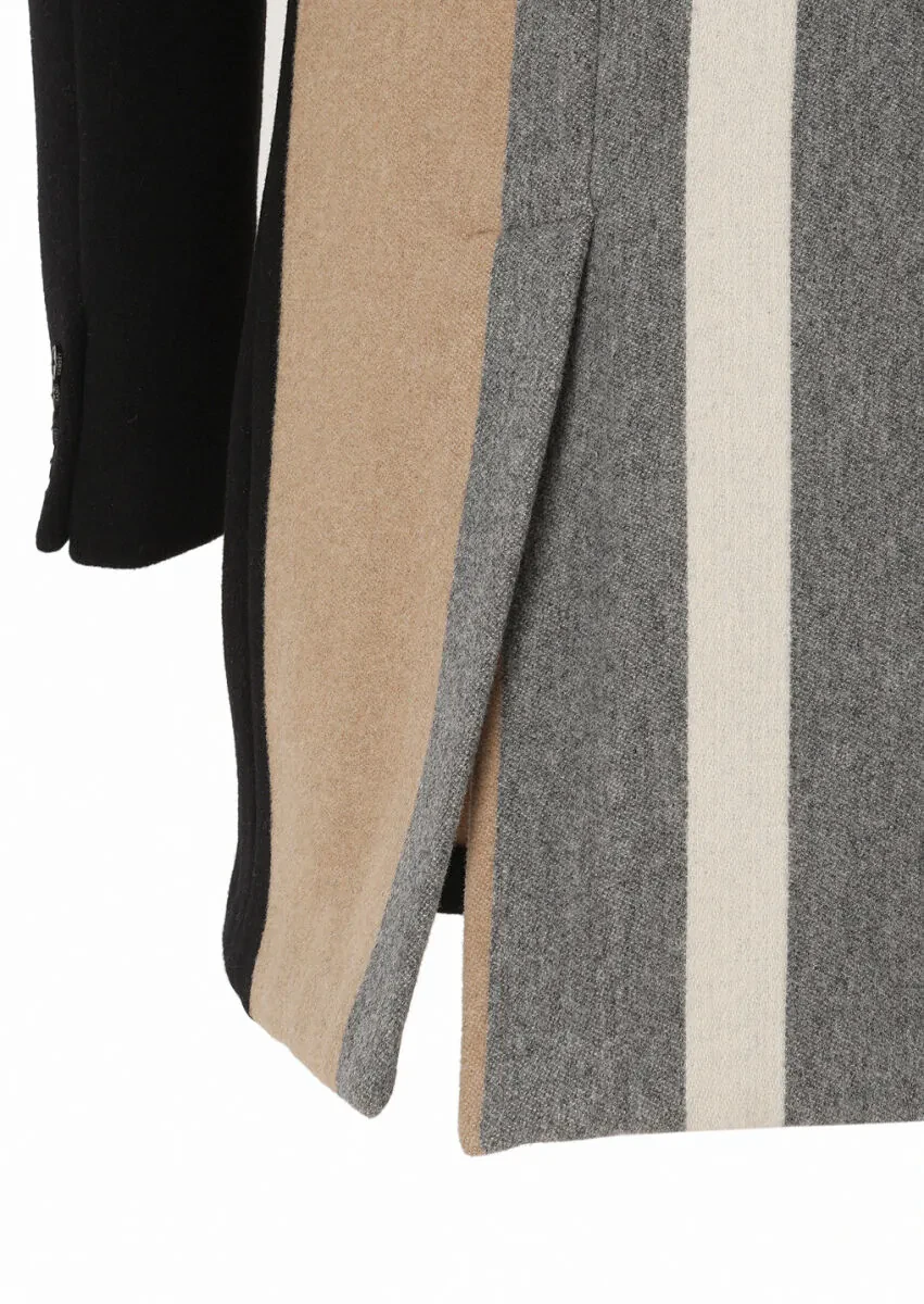 Black Regular Fit Butterfly Collar Classical Weaving Overcoat - 6