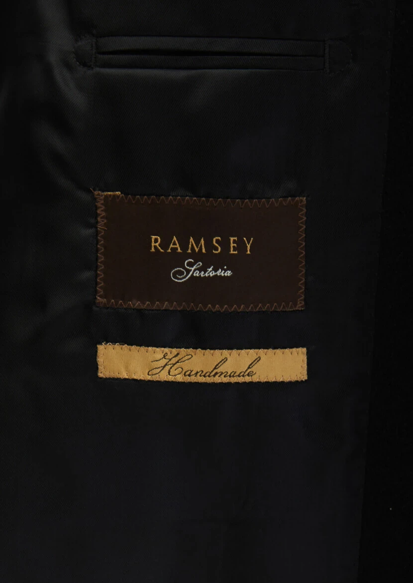 Black Regular Fit Butterfly Collar Classical Weaving Overcoat - 6