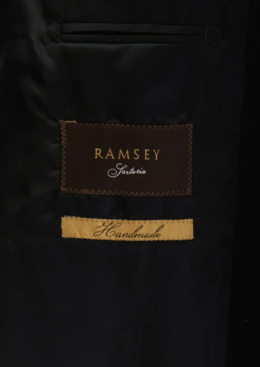 Black Regular Fit Butterfly Collar Classical Weaving Overcoat - 6