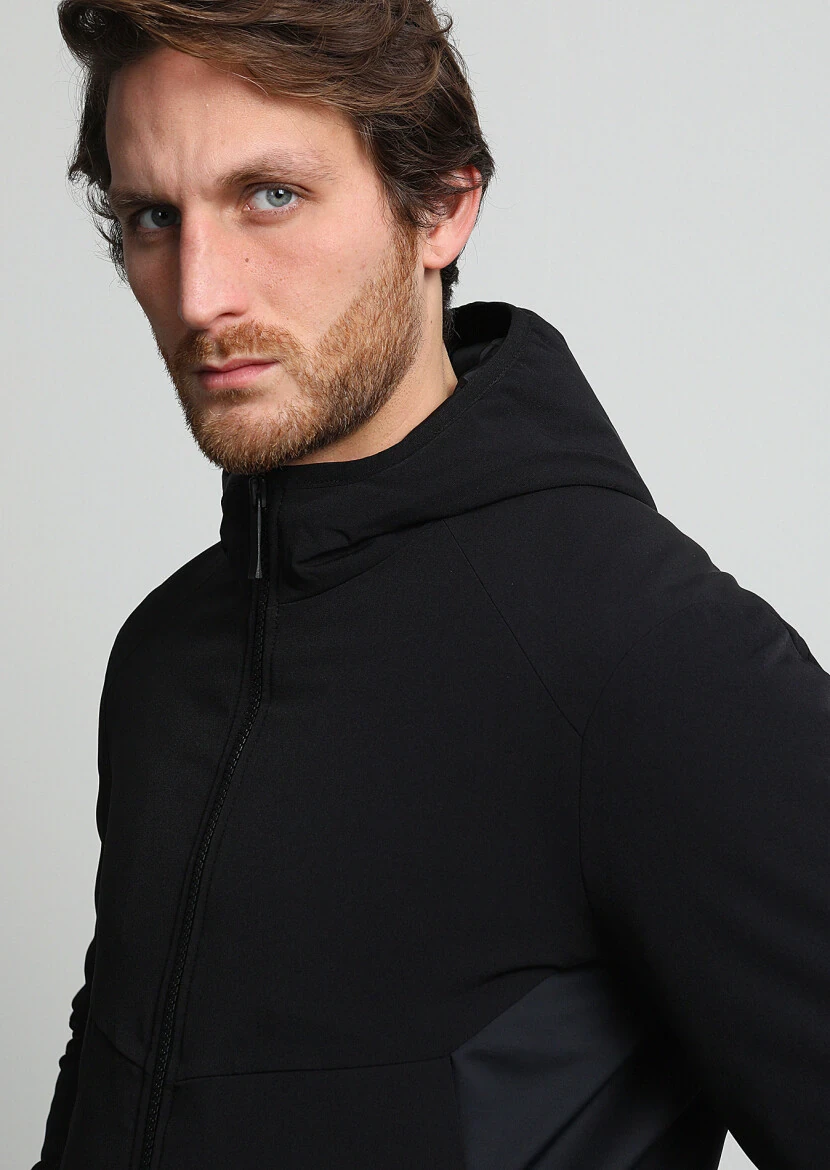 Black Regular Fit Casual Weaving Coat - 2