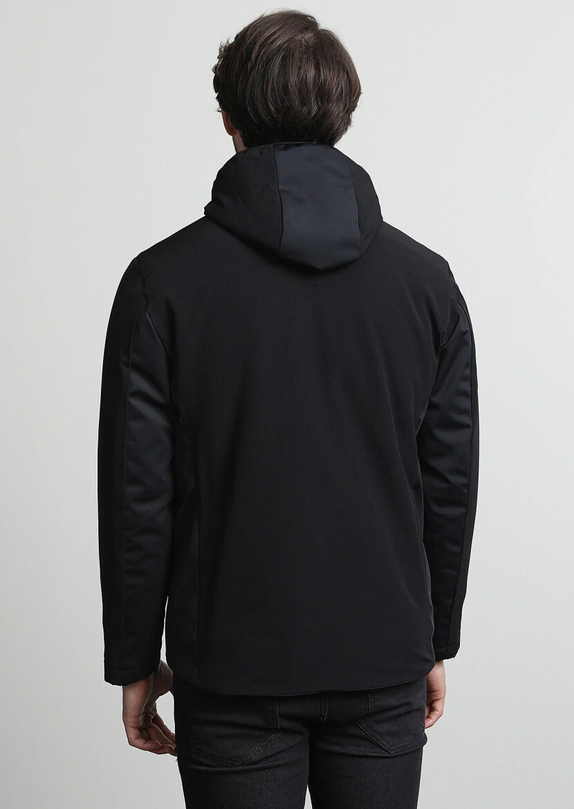 Black Regular Fit Casual Weaving Coat - 4