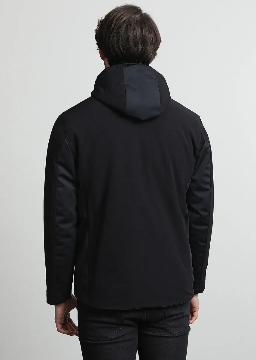 Black Regular Fit Casual Weaving Coat - 4