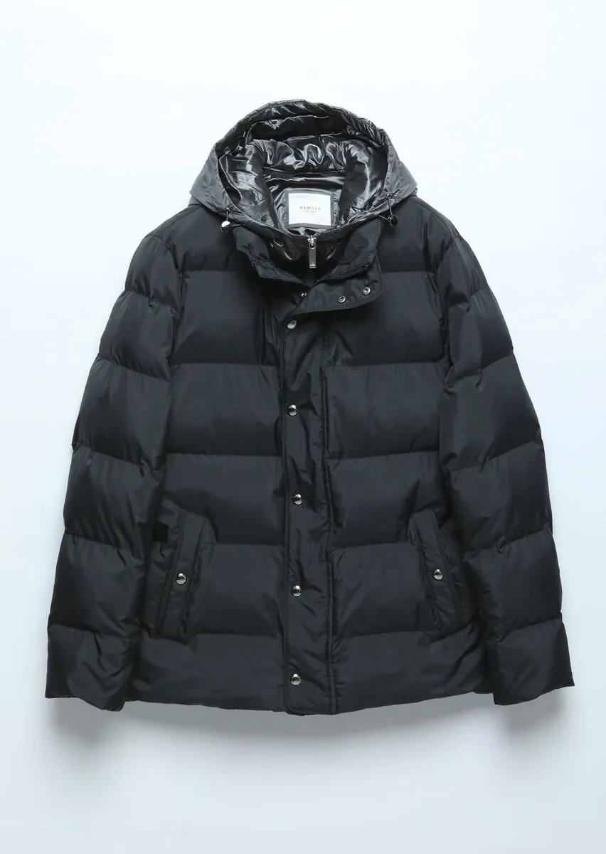 Black Regular Fit Casual Weaving Removable Hood Coat - 10