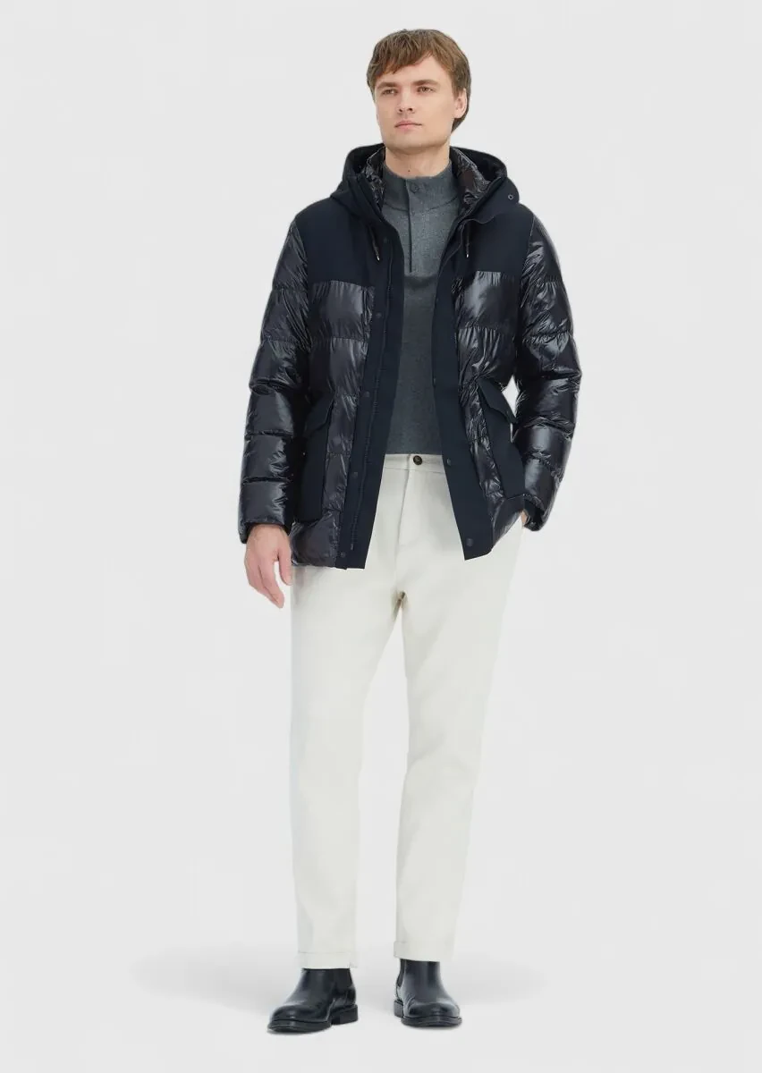 Black Regular Fit Hooded Casual Weaving Coat - 2