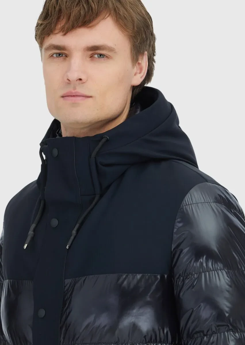 Black Regular Fit Hooded Casual Weaving Coat - 3