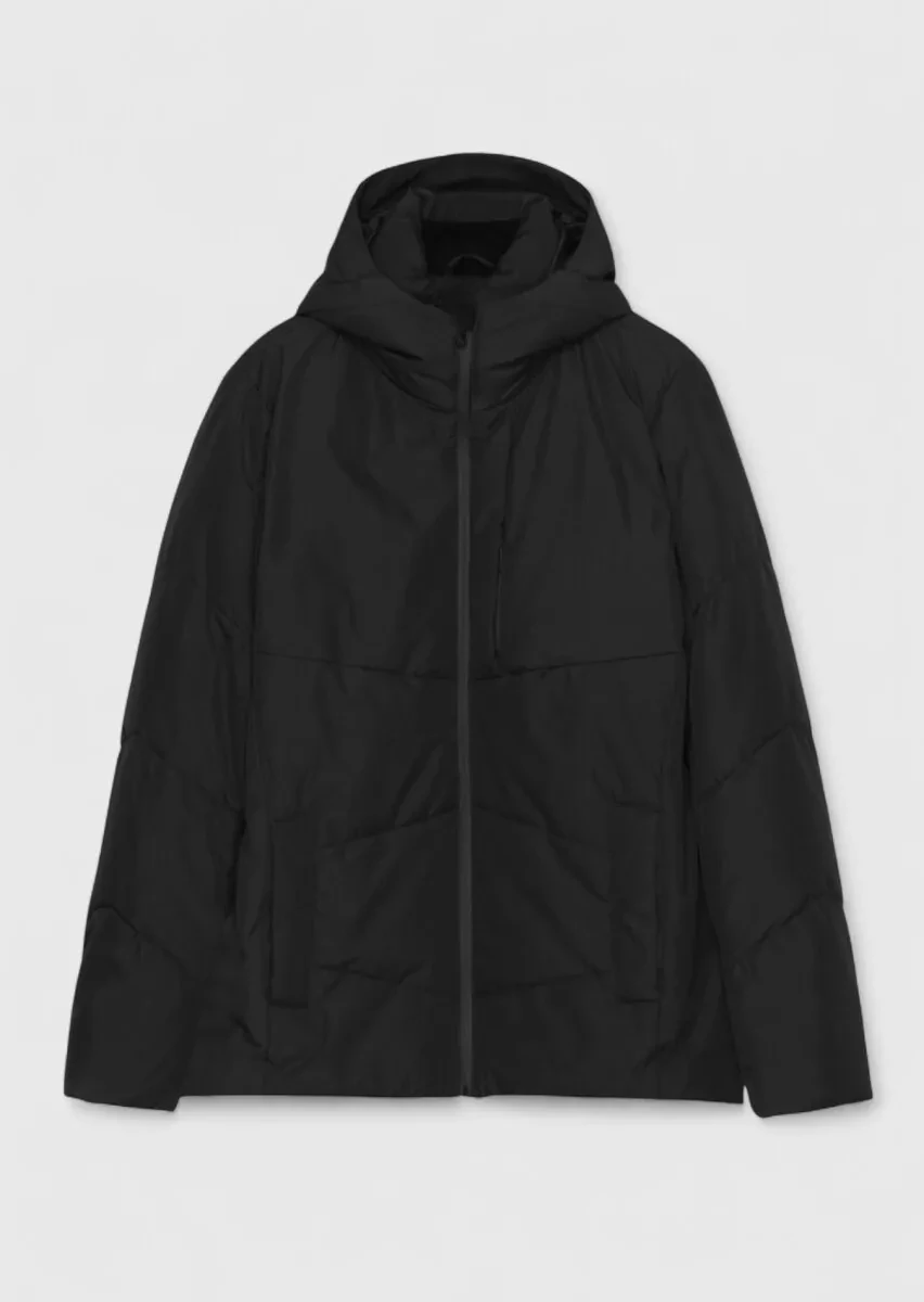 Black Regular Fit Hooded Casual Weaving Coat - 7