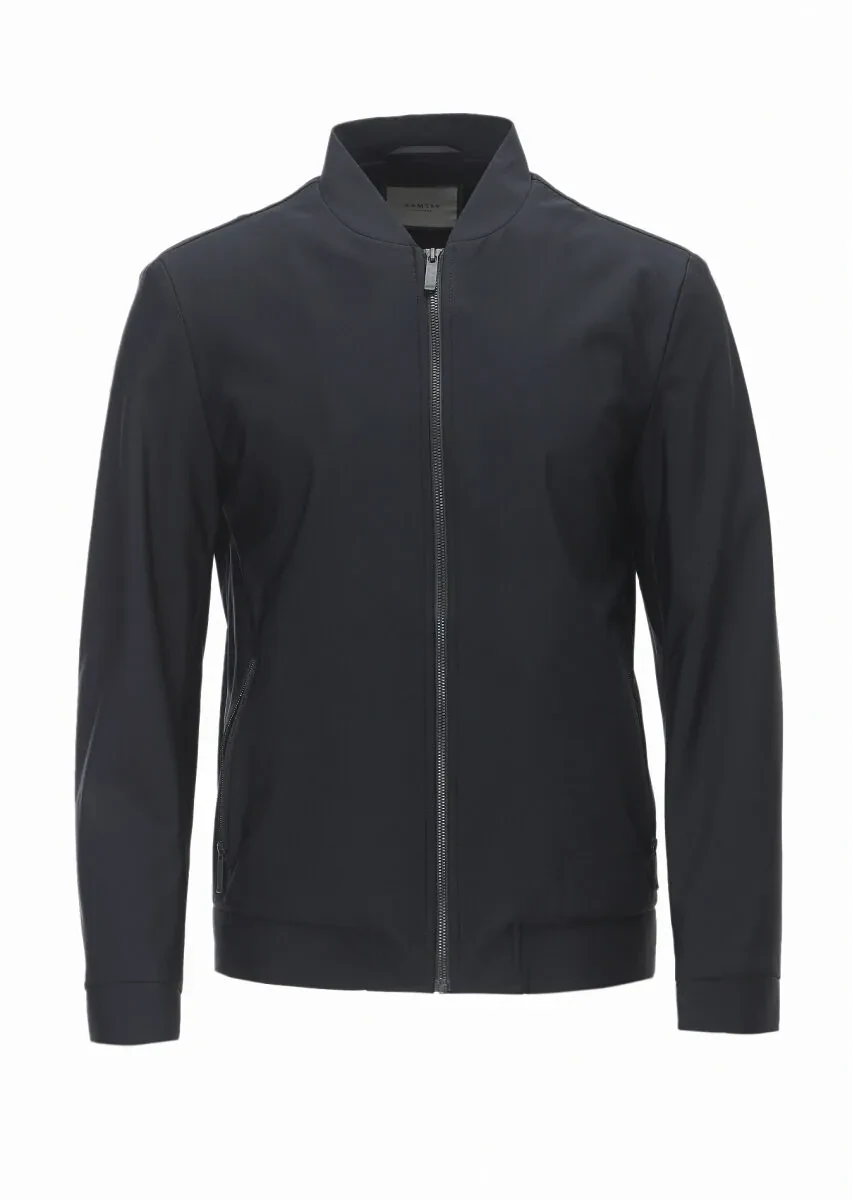 Black Regular Fit Mandarin Collar Casual Weaving Coat - 6