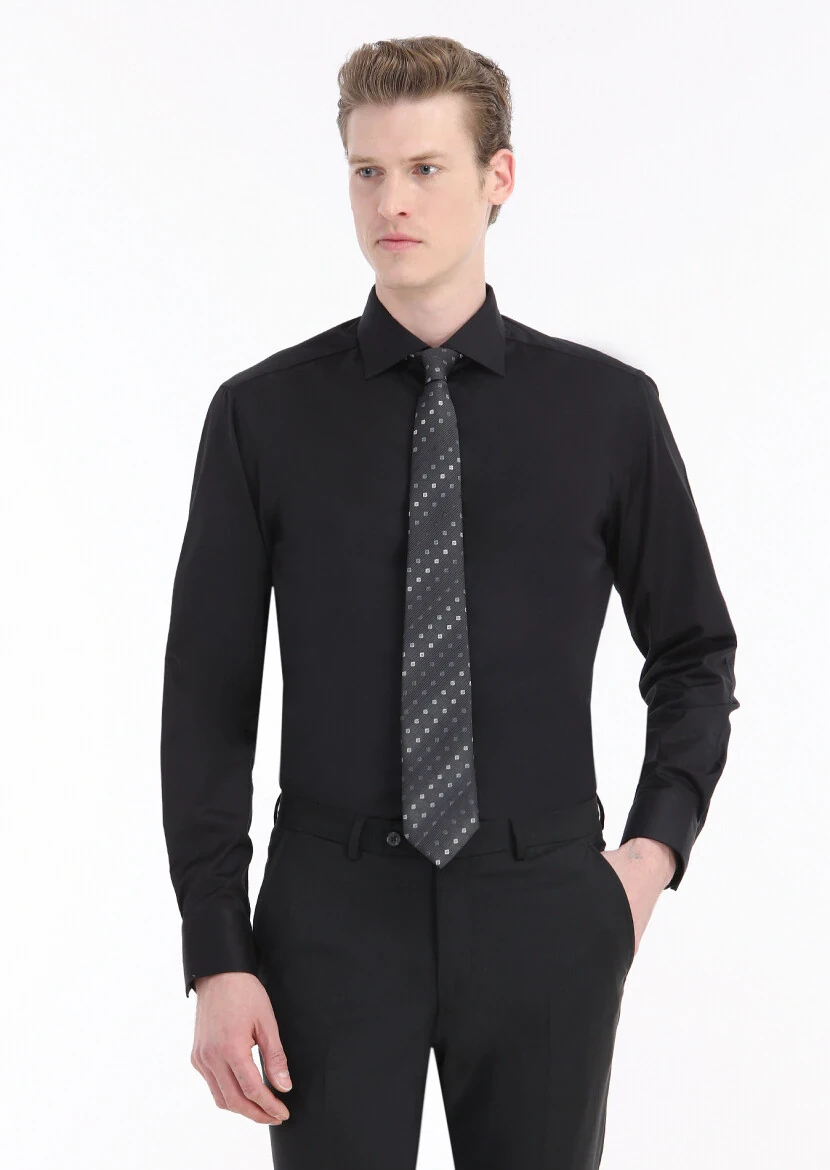 Black Regular Fit Non Iron Weaving Classical 100% Cotton Shirt - RAMSEY