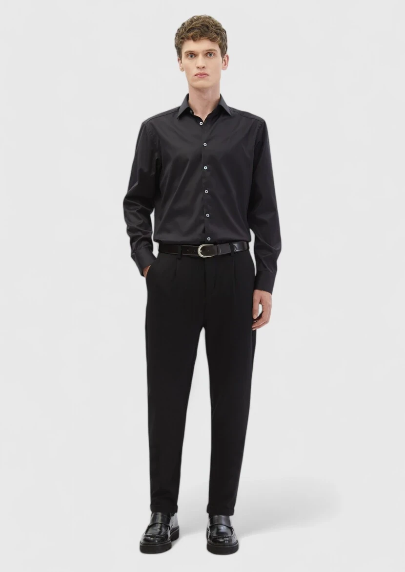 Black Regular Fit Non Iron Weaving Classical 100% Cotton Shirt - RAMSEY