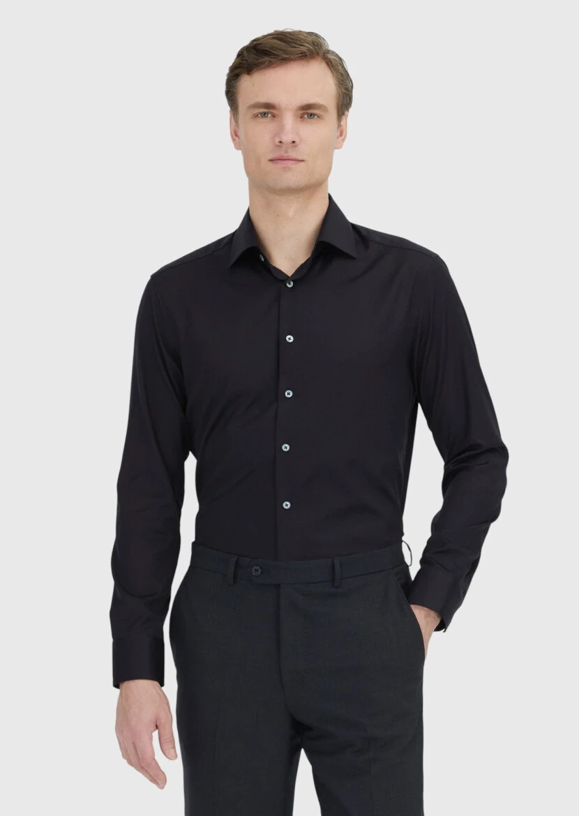 Black Regular Fit Non Iron Weaving Classical 100% Cotton Shirt - RAMSEY