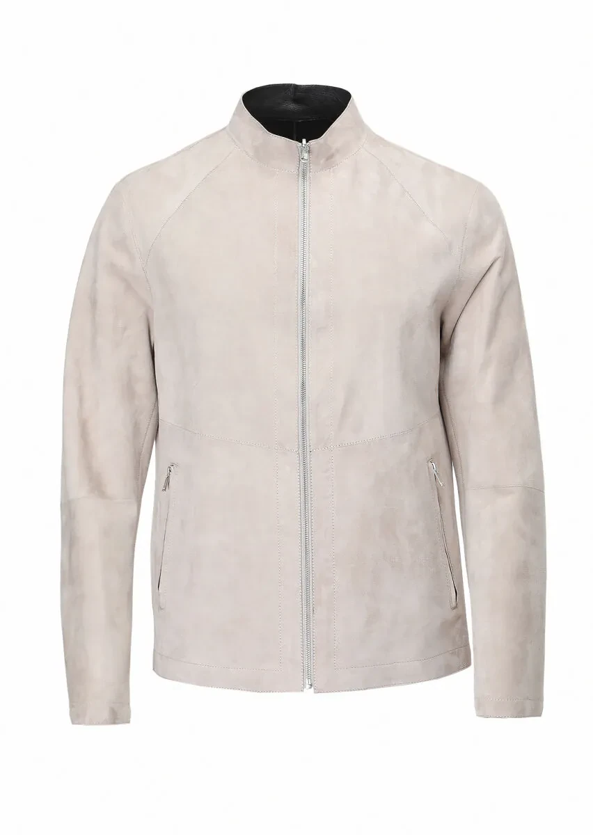 Black Regular Fit Turtleneck Casual Suede Double-Sided Leather Coat - 12