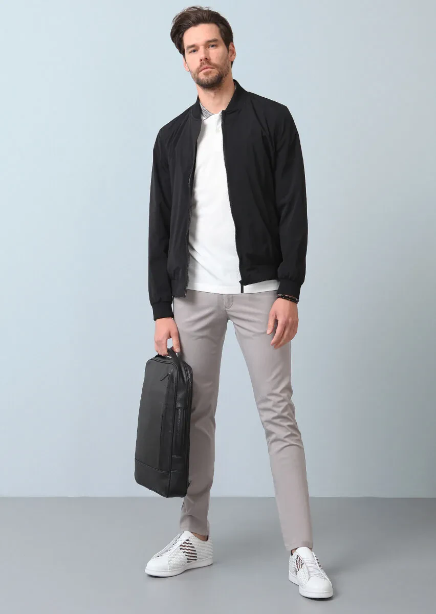 Black Regular Fit Turtleneck Casual Weaving Coat - 2