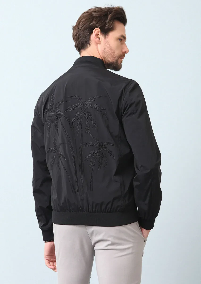 Black Regular Fit Turtleneck Casual Weaving Coat - 3