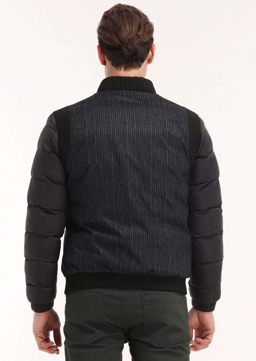 Black Regular Fit Turtleneck Casual Weaving Coat - 6