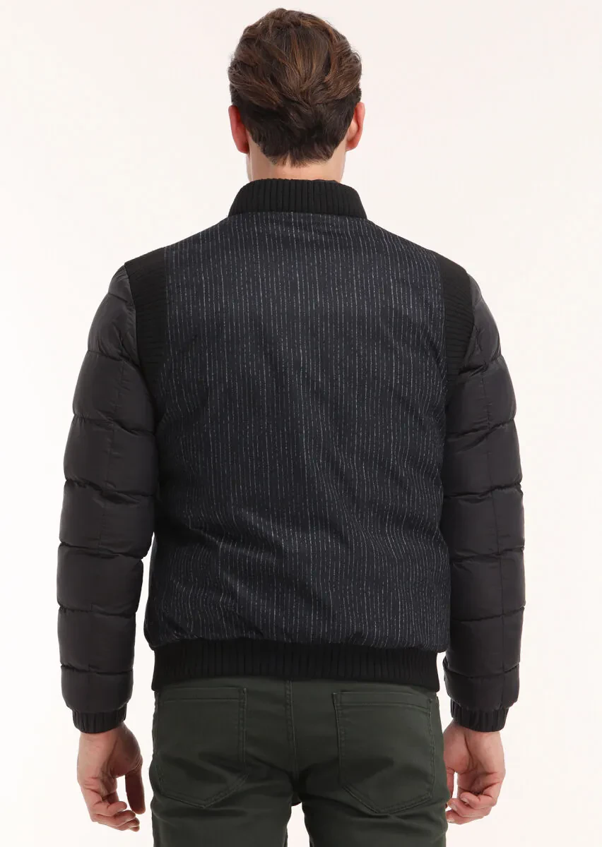 Black Regular Fit Turtleneck Casual Weaving Coat - 6