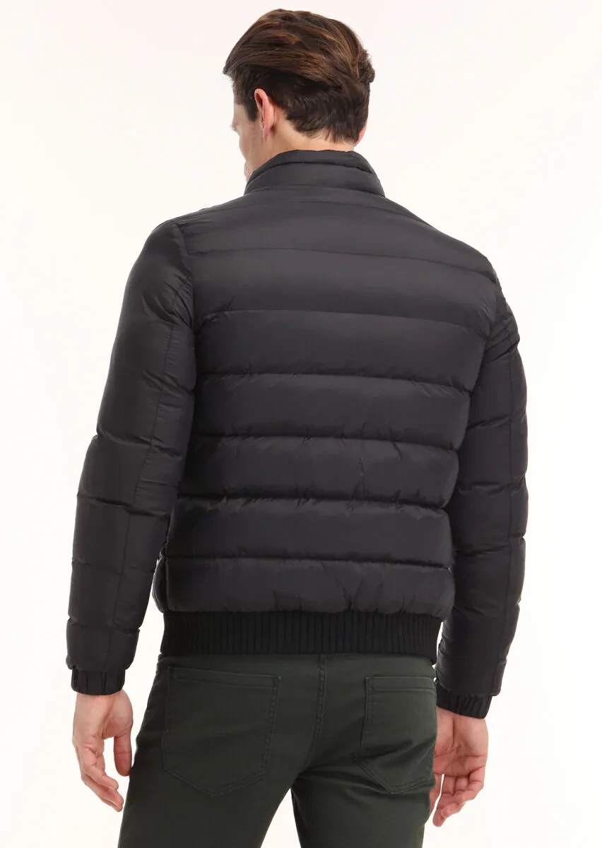 Black Regular Fit Turtleneck Casual Weaving Coat - 8