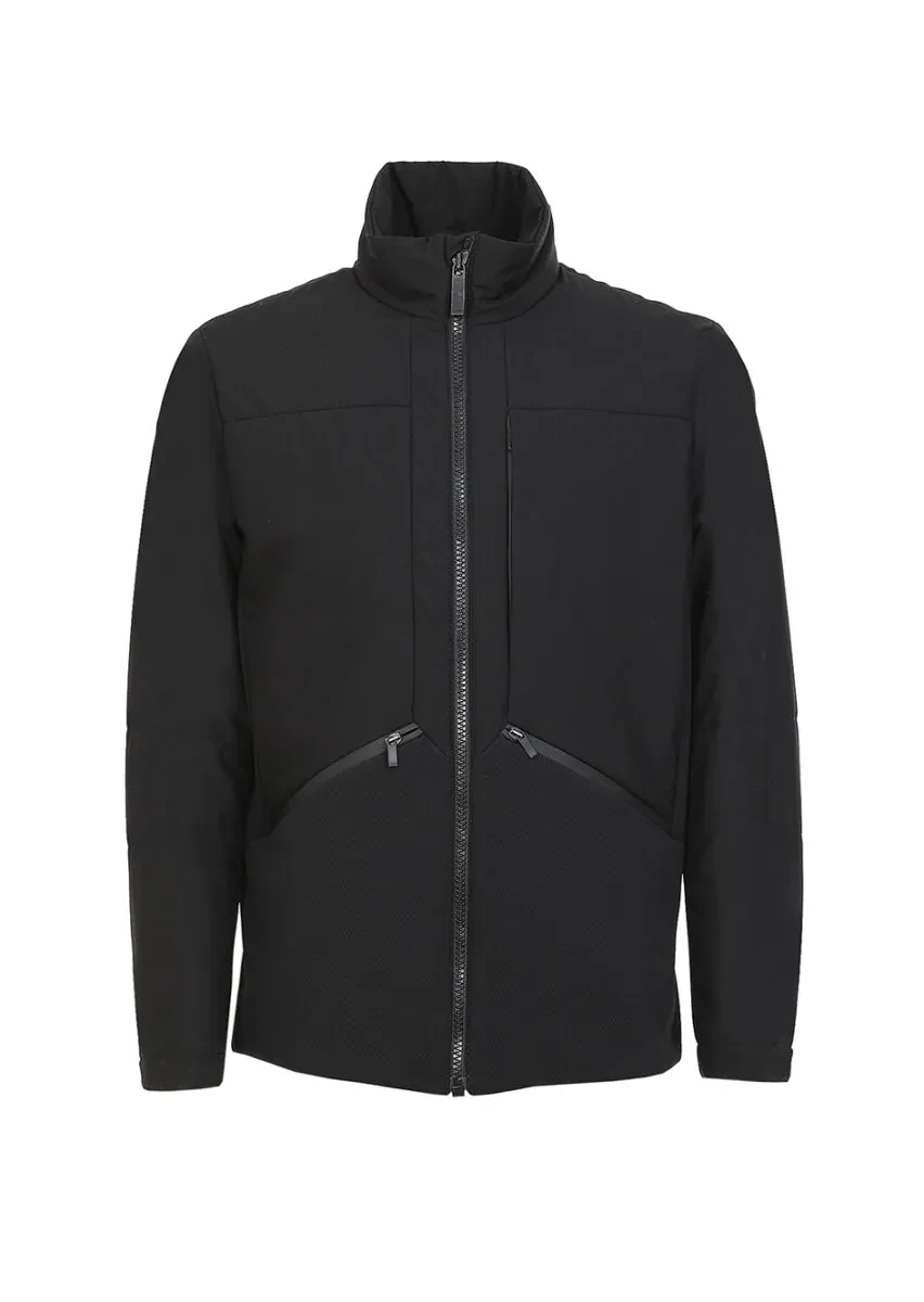 Black Regular Fit Turtleneck Casual Weaving Coat - 7