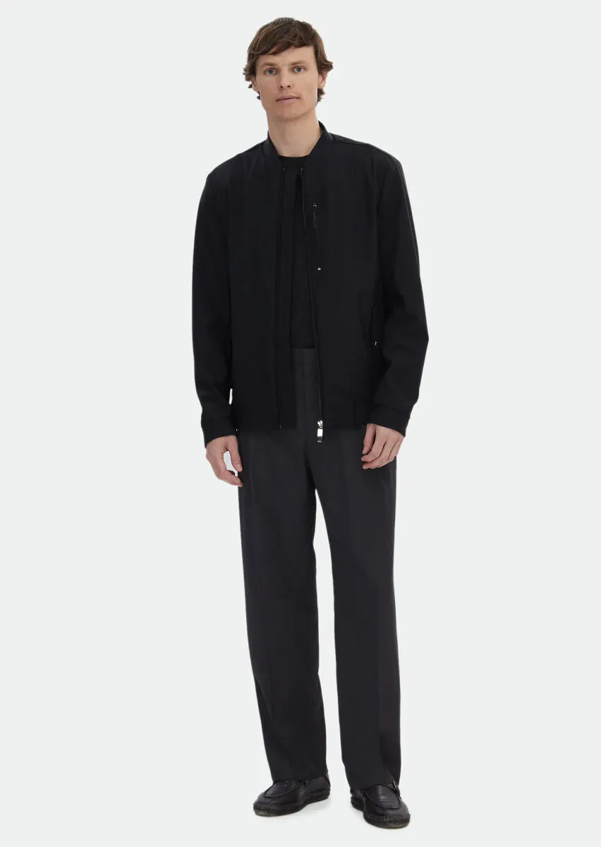 Black Regular Fit Turtleneck Casual Weaving Coat - 2