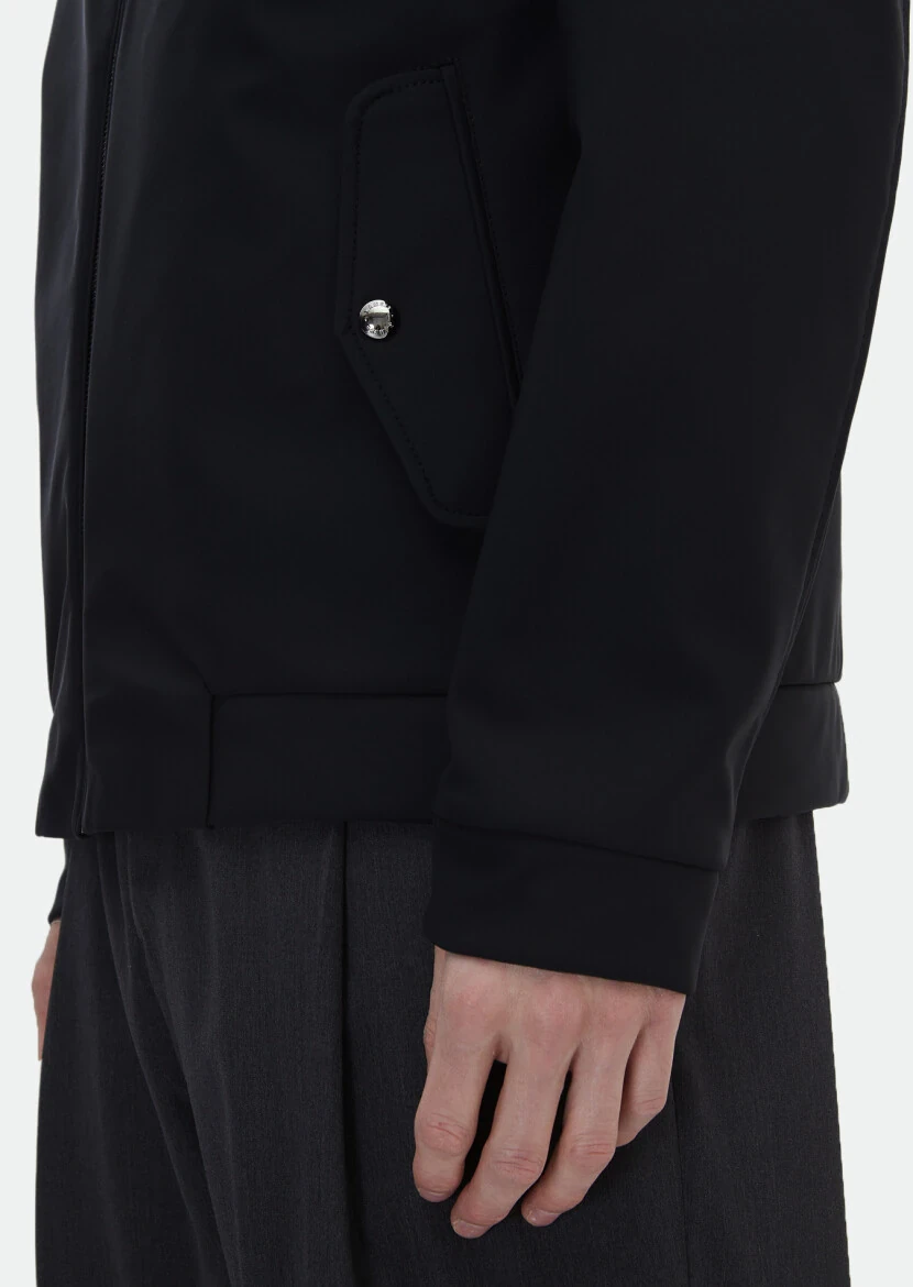 Black Regular Fit Turtleneck Casual Weaving Coat - 5