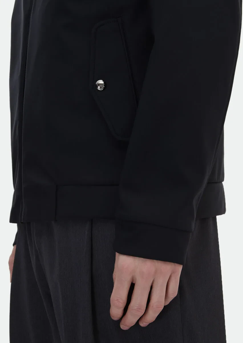 Black Regular Fit Turtleneck Casual Weaving Coat - 5