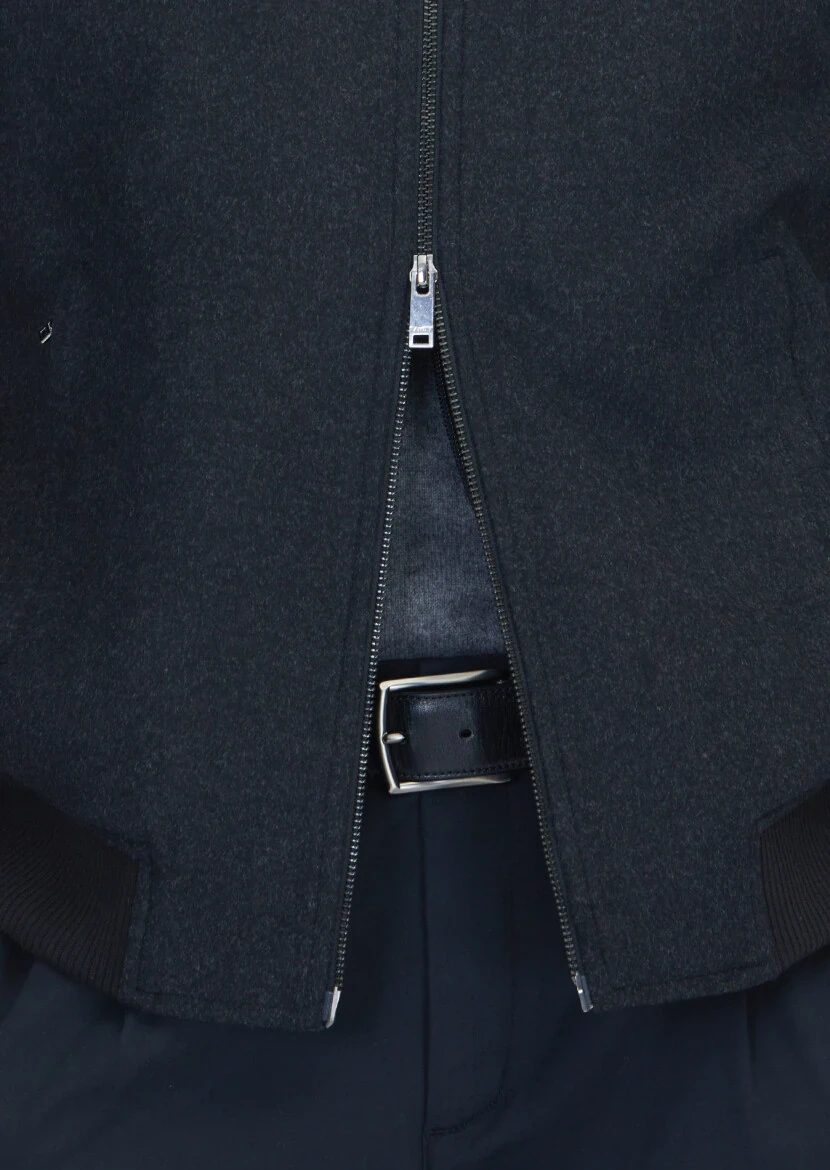 Black Regular Fit Turtleneck Casual Weaving Coat - 5