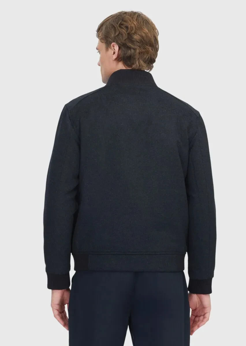 Black Regular Fit Turtleneck Casual Weaving Coat - 7